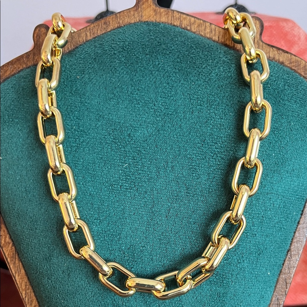 Elegant Gold Bold Choker Chain Necklace 14.5”